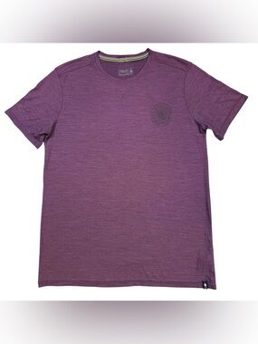 Smartwool Merino Sport 150 Graphic Tee Men’s Large Heather Plum Go Far Feel Good